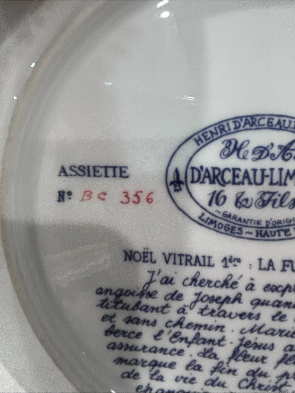 Vintage Limoges Noel Vitrail La Fuite En Egypt Decorative Collectors Plate